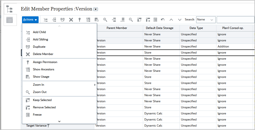 Edit Member Properties with Action Menu